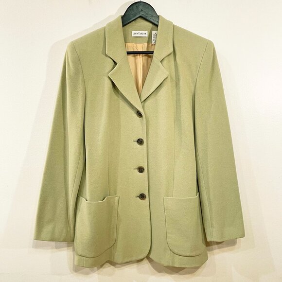 EUC Vtg Ann Taylor Wool Angora Blazer Light Green 8, M - Picture 1 of 6